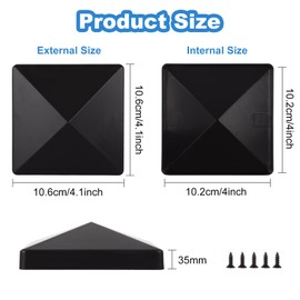 APACALI 20PCS Fence Post Caps 4 x 4inch, 106 x 106mm Fence Post Toppers, Deck Post Caps, Fence Post Covers for Fence Post Protection and Decoration, Black