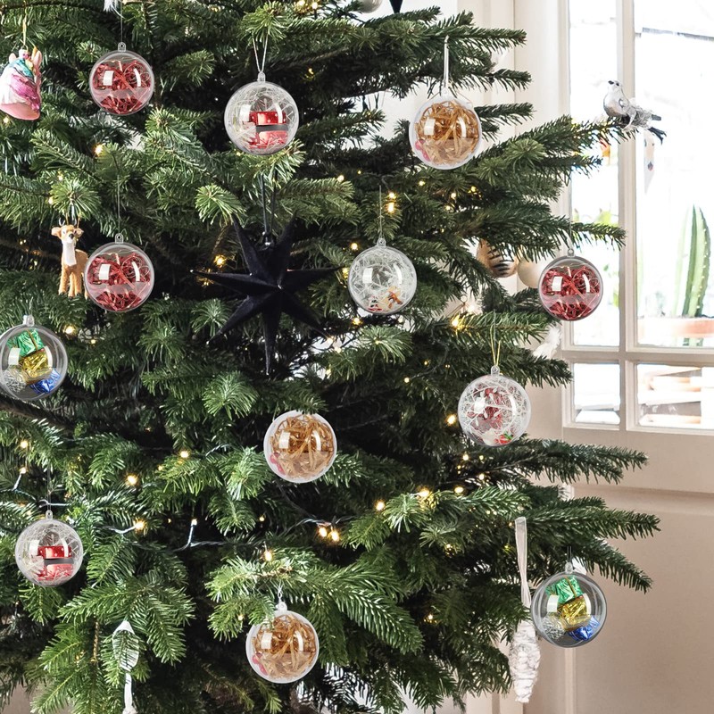 20 Pack Clear Plastic Fillable Ornament Ball 3.93''/100mm for Christmas,Holiday,