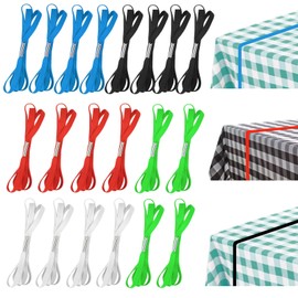 Table Bungees Tablecloth Strap Band 5 Colors Elastic Table Bungees Tablecloth Bungee Cord Straps to Hold Down Table Cloth for Picnic, Camping, Outdoor Tables, Wedding, Parties etc - (20 Pieces)