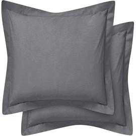 BEDSHEET WALA 1000 Thread Count 100% Egyptian Cotton Luxury Oxford 2 Piece Pillow Shams 65cm X 65cm Dark Grey Solid