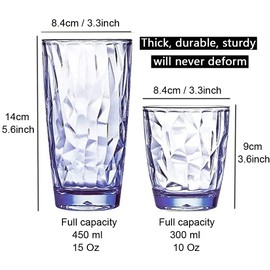 BeNicer Premium - Vasos irrompibles de acrílico aptos para lavaplatos, no tóxicos, 295 ml, De colores, Mediano, 4