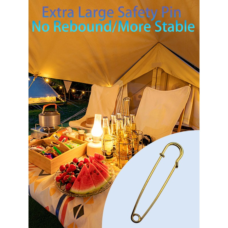 Large Safety Pins,15Pcs 63mm/2.5" Large Safety Pins Heavy Duty Metal