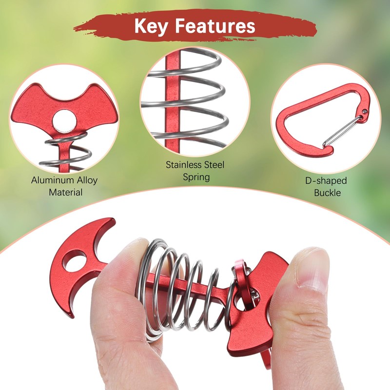 TIXIPEM Fishbone Deck Anchor Pegs with Buckles [10PCS] - Aluminium