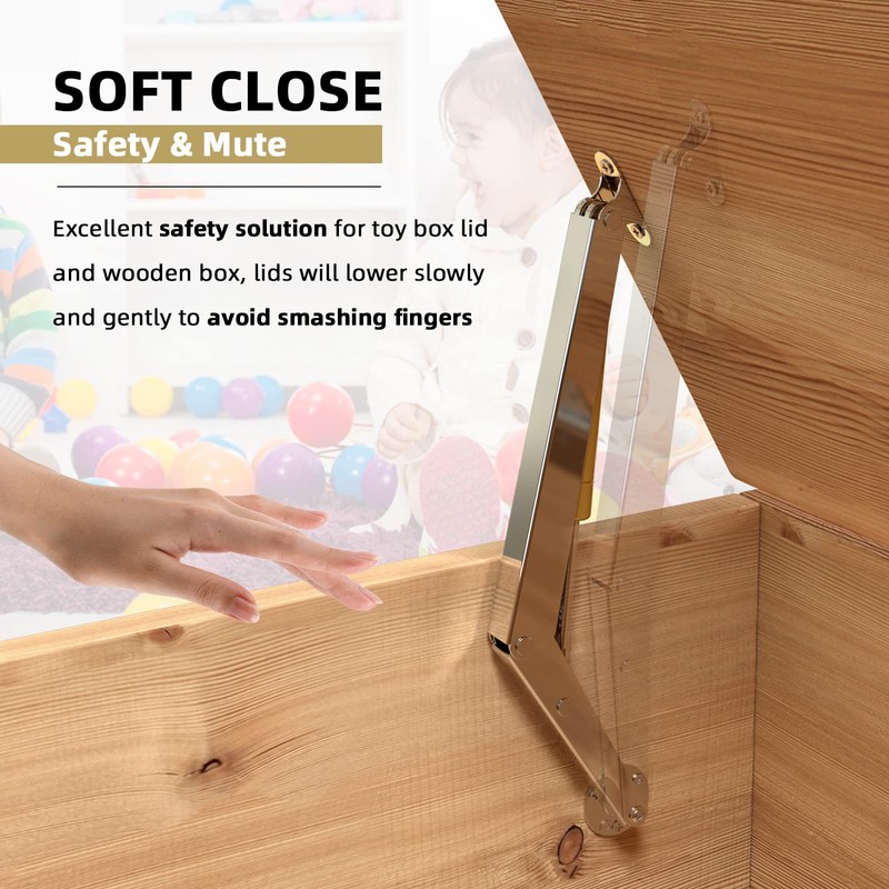 KOMOHOM (2PCS) Lid Support Hinge Soft Close Toy Box Hinges