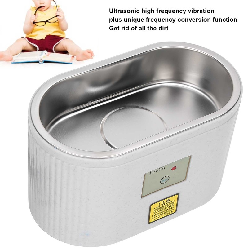 600ml Mini Ultrasonic Denture Cleaner Jewelry Eyeglasses Stainless Steel Cleaning