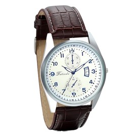 JewelryWe Men's Classics Watch with Brown Leather Strap
