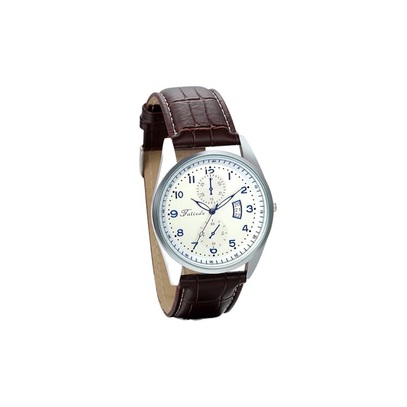 JewelryWe Men's Classics Watch with Brown Leather Strap