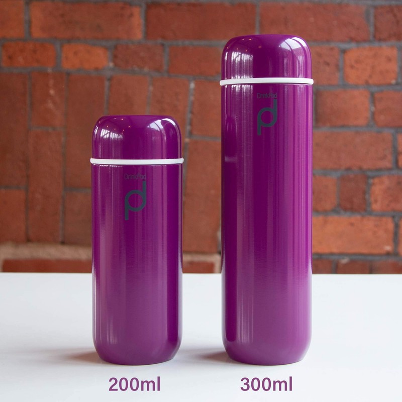 DrinkPod Vacuum Insulated Flask, Stainless Steel, Purple, 200ml
