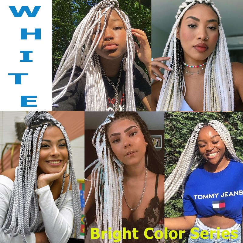 Leeven Leeven 8 Packs White Pre Stretched Braiding Hair 26