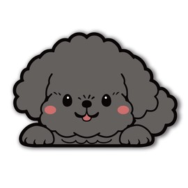 Toy Poodle Cute Dog Hyokkori Sticker for Select Dog Breeds Waterproof Signstore Signstore Product Made in Japan (Toy Pooh Black, Dog Only)