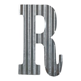 COLLECTIVE HOME - 12" Metal Letter Wall Decor, Galvanized Steel Numbers, Rustic Hanging Decor Symbols, Corrugated Metal Decoration, House Number (R)