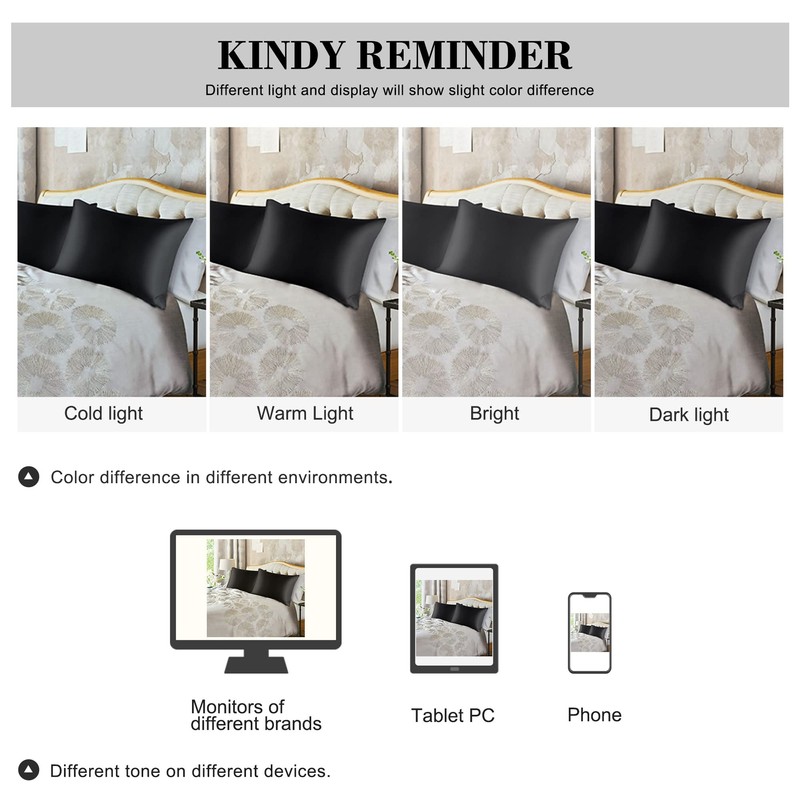 PiccoCasa Satin Pillowcase, Cool Envelope Style Pillowcase, Rayon, Cool to