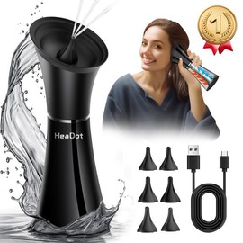 HeaDot Water Powered Ear Cleaner - Effective Rechargeable Ear Cleaning Kit - Water Temperature Detection & IPX7 Waterproof earwax  cleaner - Color: Black