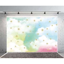 Qinunipoto Photography Backdrop 1.5x1m Cloth for Photography Photography Portrait Photography White Cloud Astrologic Birthday Party Photography Backdrop Cartoon Background Kids Photography Backdrop Sheet for Photo Studio Home Party Vinyl
