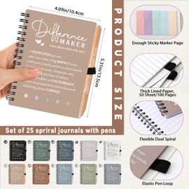Jetec 25 Sets Employee Appreciation Gifts Bulk Teacher Appreciation Notebook Inspirational Spiral Notebooks with Ballpoint Pens Thank You Gifts for CNA Week Nurse(Neutral Color,Difference Maker)