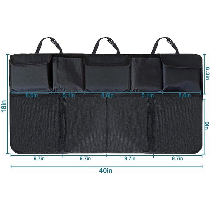 Car Trunk Organizer, Backseat Hanging Organizer with 9 Large Storage