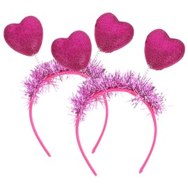 Frcolor Heart Shaped Cute Hair Hoop for Disguise Party Hair Ornaments Valentine's Day Party Hair Accessories Set of 2 (Color 1)