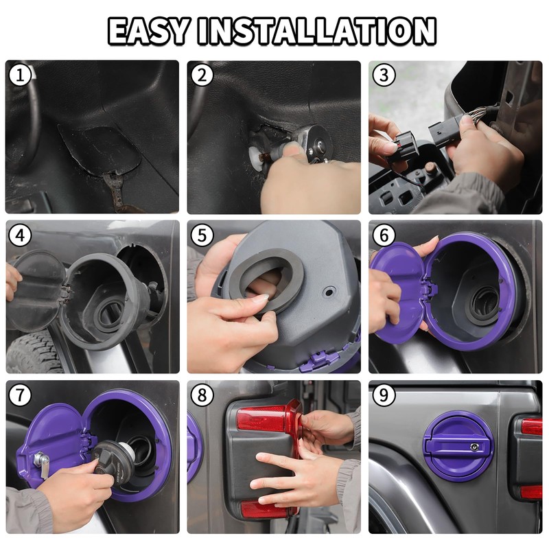 Jimen Fit for Jeep Wrangler JL JLU 2018-2025, Locking Fuel