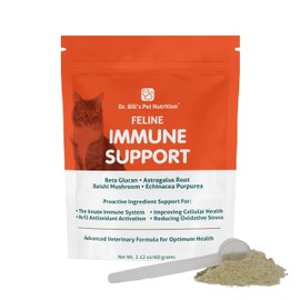 Dr. Bill’s Feline Immune Support | Boosts Cat Immunity and Health with Colostrum, Beta Glucan, Turkey Tail Mushroom, Zinc & Vitamin C | Powder Supplement for Cats of All Ages