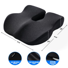 putorex Large Seat Cushion High Density Memory Foam Cushion for Cars&Trucks Seat,Office Chairs Seat Cushion,Lumbar Support Relieve Your Tailbone Pain Sciatica & Back Pain,Washable Cover,Portable.