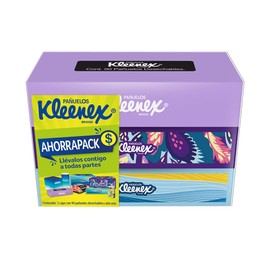 Kleenex Pañuelos Faciales Ahorrapack, Paquete con 3 cajas de 90 piezas c/u de doble hoja