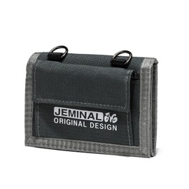 JEMINAL Lanyard Trifold Wallet for Men Canvas Wallet with Multiple Card Slots and ID Window Dark Grey