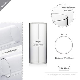 WGVI Hurricane Candle Holder Sleeve, Wide 6", Height 14", 2 Pieces, Clear Glass Cylinder Open Both Ends, Chimney Shade Tube (HST0614_2pc)