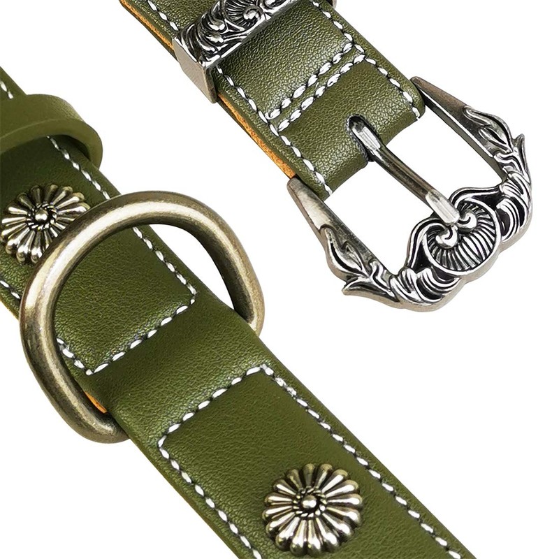 Beanspet Dog Collar, Basic Studs, Antique Dog Collar, Leather, Stylish,