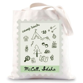 JNIAP Camp Bachelorette Stamp Tote Bag Camping Bach Gifts Outdoor Mountain Bride Canvas Bag Camping Theme Bach Party Gifts, Camp Bach Tb, Large