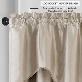 Elrene Home Fashions Colette Faux-Silk Scalloped Window Valance, 50 in x 21 in (Scalloped Valance), Taupe