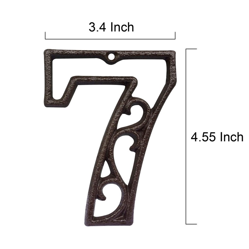 Decorative House Numbers-4.6 Inch High Rustic Cast Iron Home Address