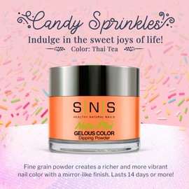SNS Healthy Natural Nails SNS Nail Dip Powder, Color Dipping Powder - Thai Tea (Orange), CS131 - Long-Lasting Nail Color Lasts 14 Days - Low-Odor & No UV Lamp Needed - 1 oz.