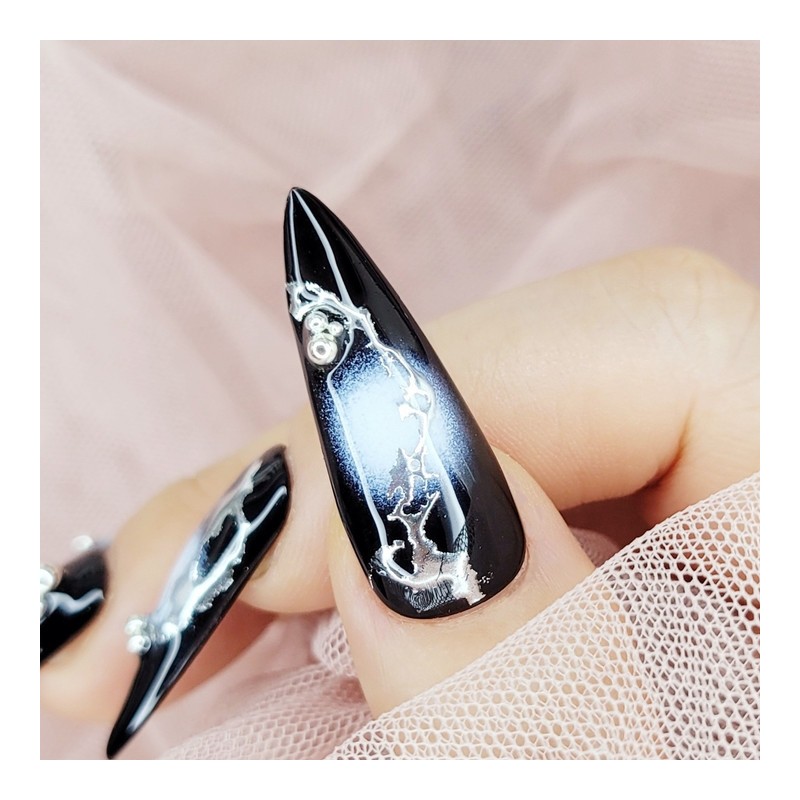 White Hole Cheek Handmade Nail Tips - Square S /