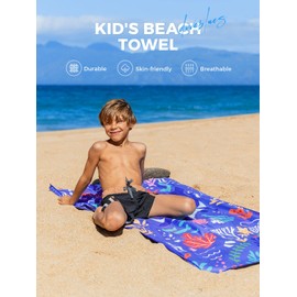 Diveblues Kids Microfiber Beach Towel - Quick Dry, Sand Free - Compact, Lightweight, Absorbent, Small (152x76cm, 60''x30'')