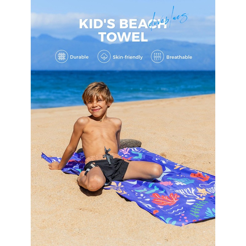 Diveblues Kids Microfiber Beach Towel - Quick Dry, Sand Free