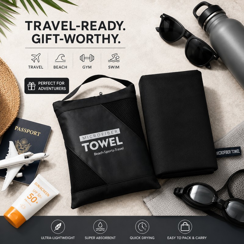 Quick-Dry Microfiber Towel for Gym & Travel – Compact Absorbent
