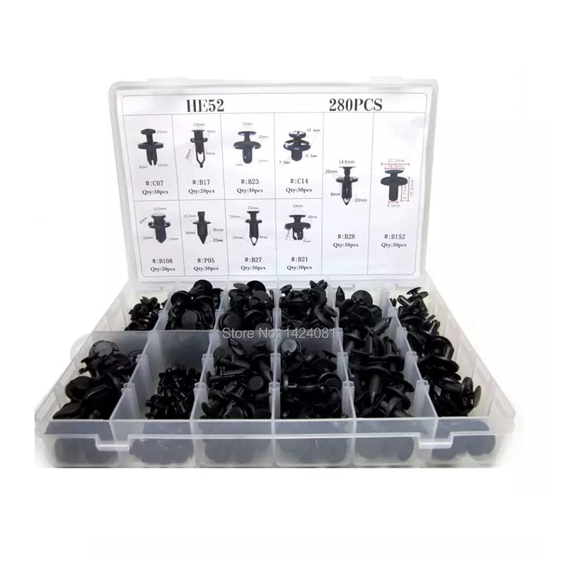 【Deepa】Push Rivet Clips 10 Types 280-Piece Set for Toyota, Suzuki,