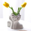 White Ceramic Face Vase - Flower Vase Desk Decor Female