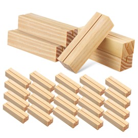 Ipetboom 30 Pcs Wooden Card Holders Rectangular Memo Stands for Weddings Restaurants and Home Use Rustic Display Stands for Place Cards and Photos Stable Flat Base