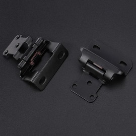 12 Pack 1/2” Overlay Semi Partial Wrap Around Cabinet Hinges(Matte Black,6 Pairs),Kitchen Cabinet Door Hinges Black Hinges Cabinet Hardware Self-Closing Cabinet Hinges with Screwdriver