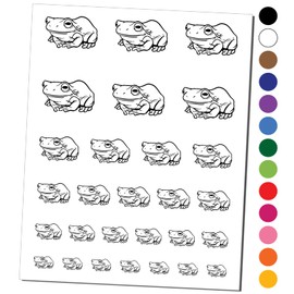 Happy Little Tree Frog Temporary Tattoo Water Resistant Fake Body Art Set Collection - Dark Green (One Sheet)