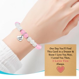 Sweet Couple Gifts for Her Girlfriend Beaded Bracelets Wedding Gift for Wife I Love You Gifts Bracelets with Cards Funny Couple Christmas Valentine's Day Anniversary Birthday Present for Fiancee Bride