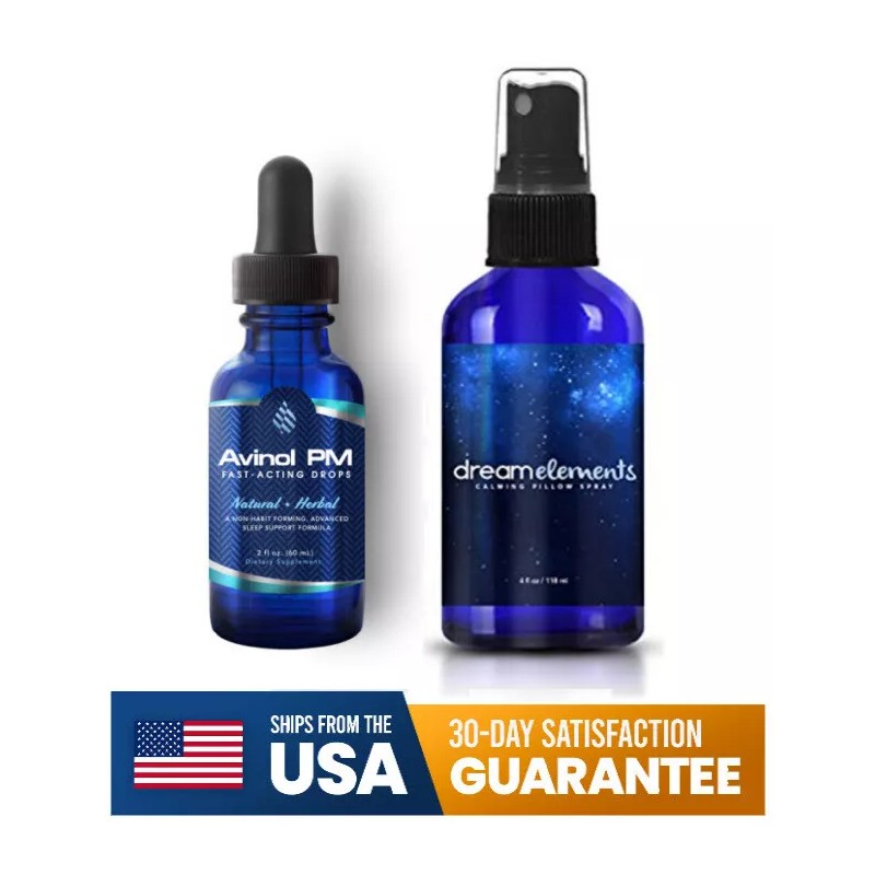 Avinol PM Liquid Drops + DE Calming Pillow Spray Bundle|Sleep