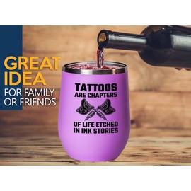 Tattoo Artist Blue Edition Wine Tumbler 12oz - Tattoos are chapters - Tattoo Gifts Tipping Skin Deep Ink Tattoo Lover Tattooing Tattooist