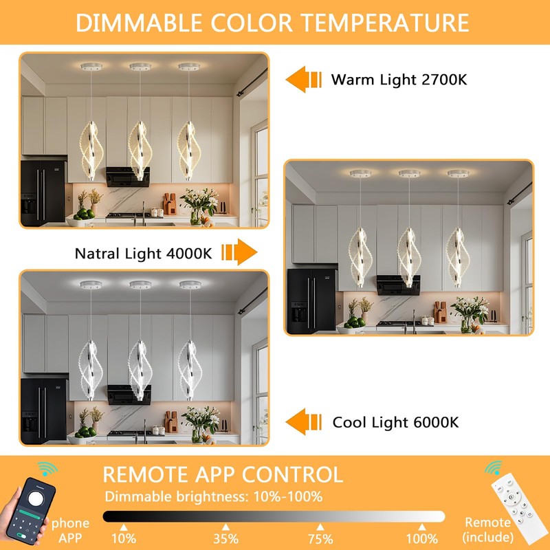 AFQEJG 1-Light Pendant Lights for Kitchen Island Acrylic Hanging Light