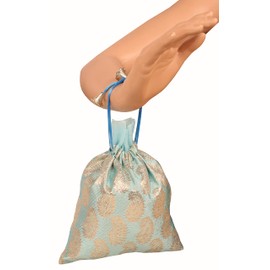 Touchstone Large Drawstring Bag Potli for Gift Wedding Jewellery Packaging Bridal Party Favours Assorted for Women, Stone, Silk