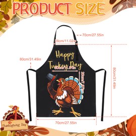 XLSXEXCL Thanksgiving Aprons for Women Men with Pockets, Funny Turkey Apron, Adjustable Cooking Apron for Dinner Grilling Baking Painting Garden - Happy Turkey Day