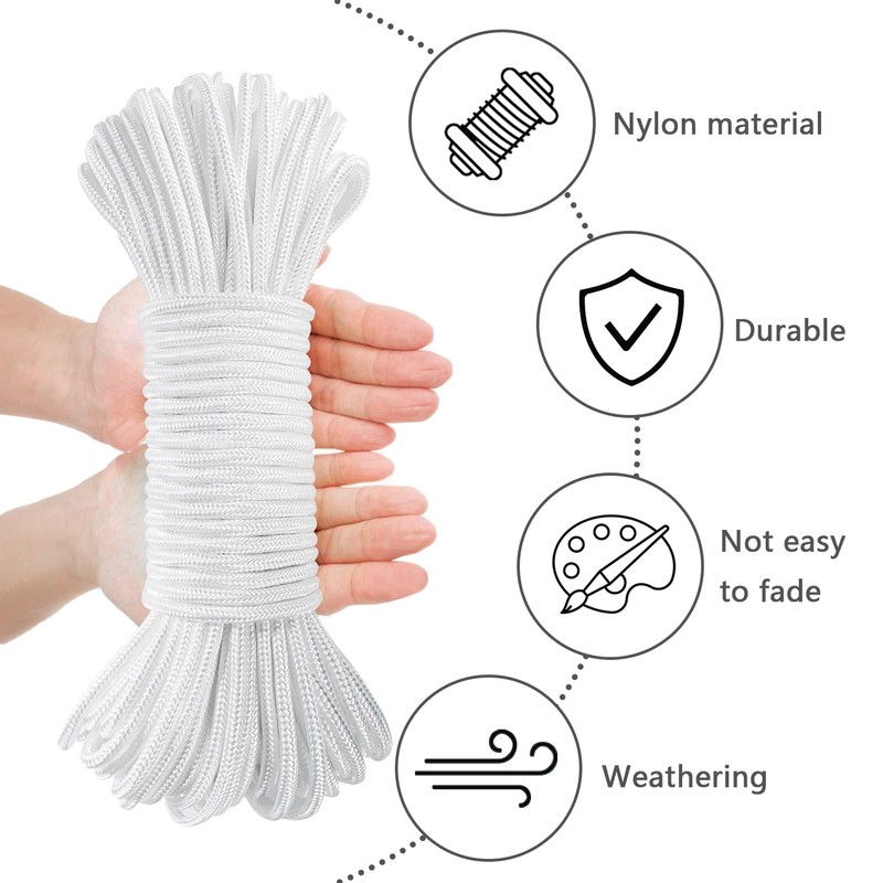 100ft Flag Pole Rope, Flag Pole Halyard Rope Kit with