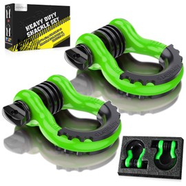 AUTOBOTS 3/4" D Ring Shackles (2 Pack), D Rings Heavy Duty 48,000Ib Break Strength with 7/8" Pin,Tow Hooks for Offroad Vehicle Truck Recovery Green