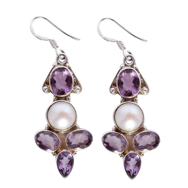 Amethyst-Perlenohrringe, 7 x 5 mm, 8 x 6 mm, 6